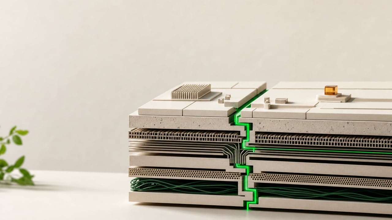 Piezas verdes formando una línea conectada sobre un tablero crema